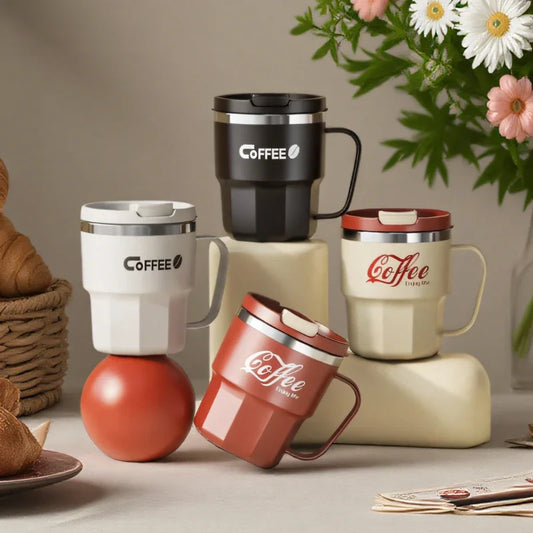 400ml 304 Stainless Steel Coffee Mug with Lid Milk Cup Double-Walled BPA-Free Spill-Proof for Hot Cold Drinks Drinkware Gift