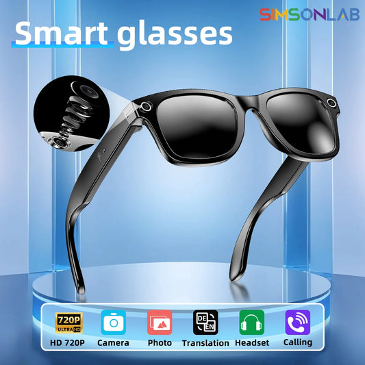 SIMSONLAB AI Camera Smart Glasses Q&A Translation Photo Take Video Record Wireless Call Protection Lenses Sports Sunglasses Gift