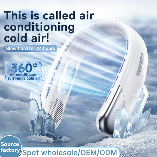 2025 New Neck Fan Portable Fan Bladeless Neck Fan Wearable Fan Cooling Fan Portable Air Conditioner Rechargeable Fan for Outdoor
