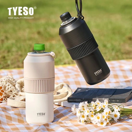TYESO Vacuum Insulated Pet Bottle Cooler for Wine bottles Coffee Stainless steel Summer Outdoor Portable Give Liner Cup Cover