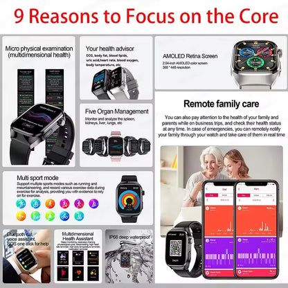 2025 New Three Highs Blood Pressure Smartwatch ECG Uric Acid Heart Rate Clock Body Analysis Health Monitoring Watches