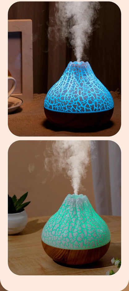 Volcano Air Humidifier 300ml Desktop USB Water Mist Diffuser Purifier Air Freshener Nebulizer with Colorful Ambient Night Light