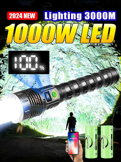 Most Powerful High Power Led flashlight 1000000LM XHP360 Rechargeable Led Flashlight Zoom Outdoor Tactical Lantern Hunting Torch
