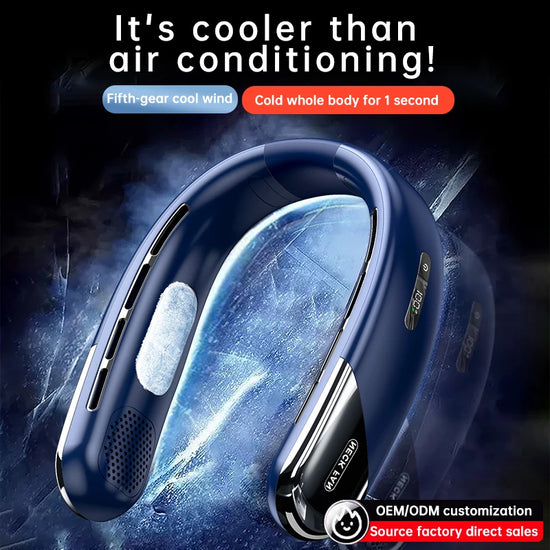 2026 New Neck Fan Portable Fan Bladeless Neck Fan Wearable Fan Cooling Fan Portable Air Conditioner Rechargeable Fan for Outdoor