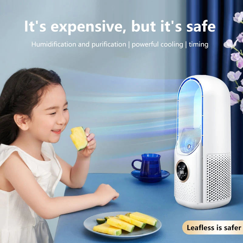 Electric Bladeless Fan USB Air Cooling Fan Mini Air Conditioner Venty Fan Portable Desktop Fanless Blade Cooler