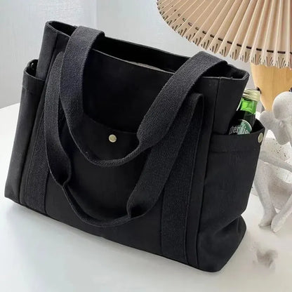 Large Capacity Tote Canvas Bag for Work Outgoing High Appearance Commuting Versatile Art Student Clothing Book Shoulder Bag.