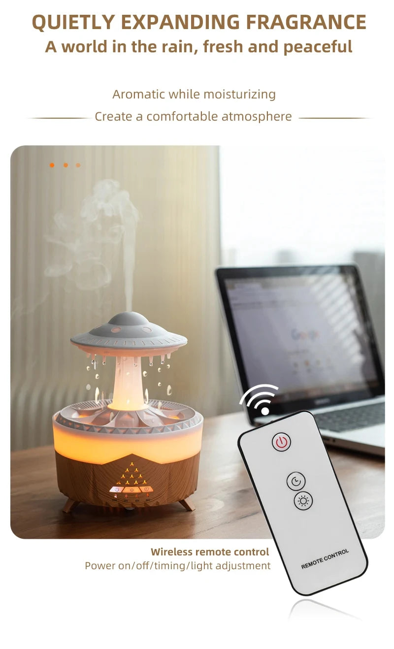 Rain Cloud Night Light Humidifier With Raining Water Drop Sound And 7 Color Led Light Essential Oil Diffuser Aromatherapy
