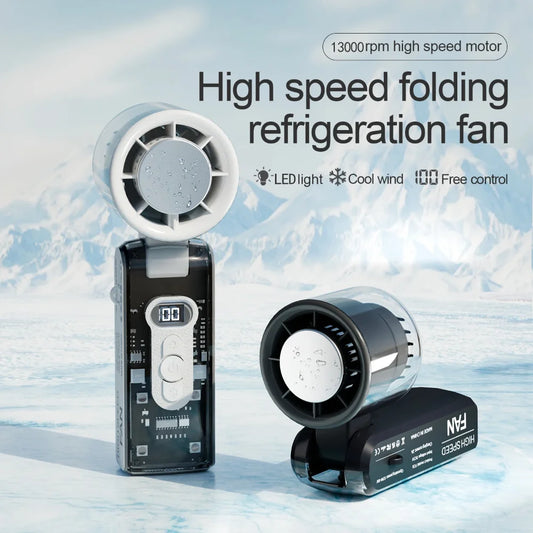 Portable Mini Fan Handheld Fan With Display High Speed Turbo Strong Wind 3600mAh USB Rechargeable Folding Fans For Home Outdoor