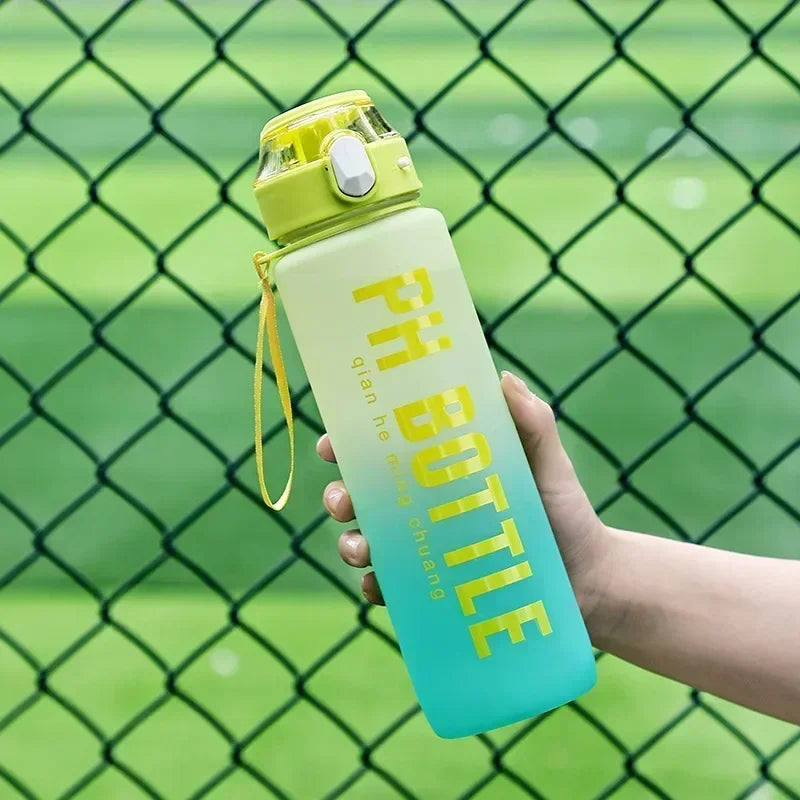 1L Sports Water Bottle with Straw Large Capacity Portable Leak-Proof Outdoor Travel Drink Plastic Cup Motivational Water Bottle