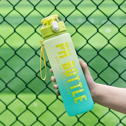 1L Sports Water Bottle with Straw Large Capacity Portable Leak-Proof Outdoor Travel Drink Plastic Cup Motivational Water Bottle