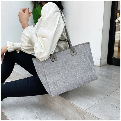 Fashion Make Up Designer Big Women's New Korean Fashion Casual Large Capacity Shoulder Crossbody Chain Tote Bag
