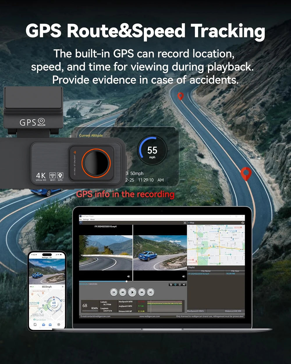 4K Dash Cam WIFI GPS Car DVR 2.5K Rear Camera Video Drive Recorder Dashcam Register Mini Black Box 24H Monitoring Night Vision