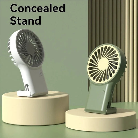 New Foldable Handheld Desktop USB Rechargeable Mini Fan Cartoon Design with Hook for Mountaineering Outdoor Home Office use
