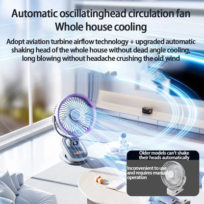 Mini Clip Fan Mute 10000mAh Rechargeable Mini Desk Fan  Adjustable Clip-on Fan Table Wireless Fan for Home Room