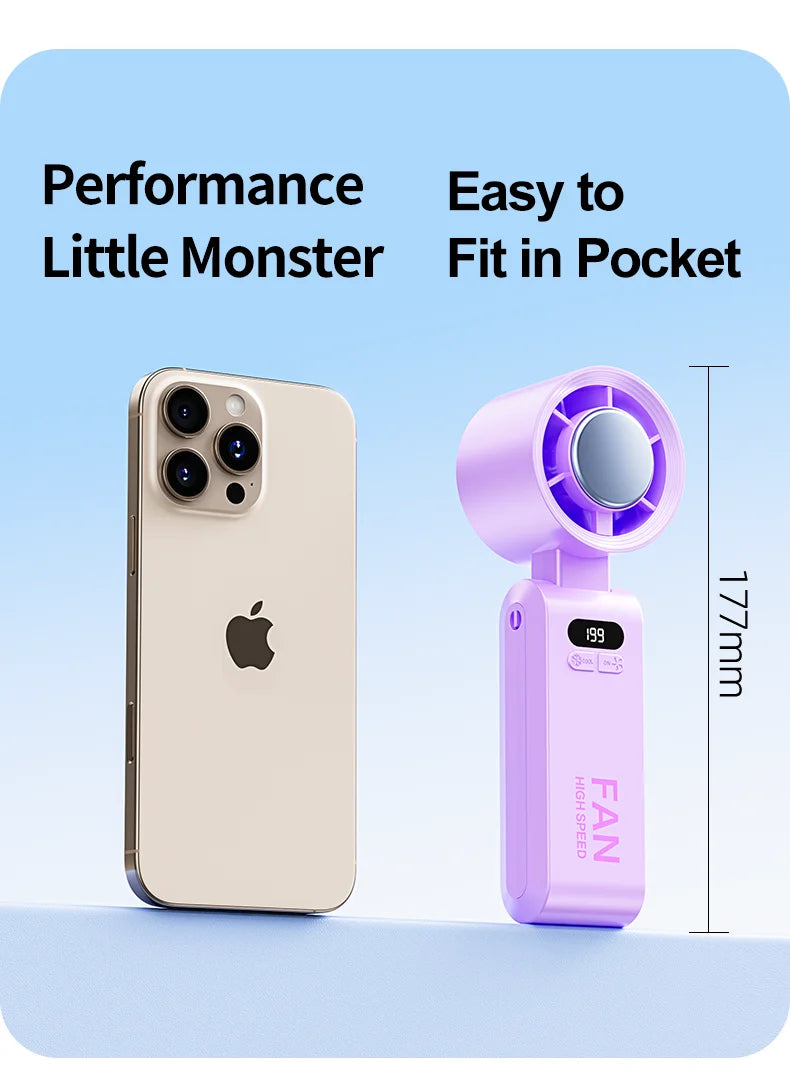 2025 New Portable Hanging Neck Fan 135° Rotation Desktop Mini Fan Handheld Foldable 199 High-speed Powerful Turbo Fan Outdoor