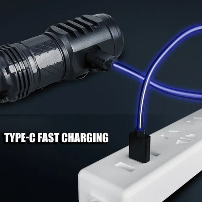 High Strong Power LED Flashlight Built-in Battery Type-C Rechargeable with Pen Clip Torch Outdoor Camping Emergency Lantern