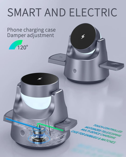 New 4 in 1 15W Wireless Charger Magnetic Charger Night Light Mode Cell Phone Watch Headset Wireless Magnetic Charger