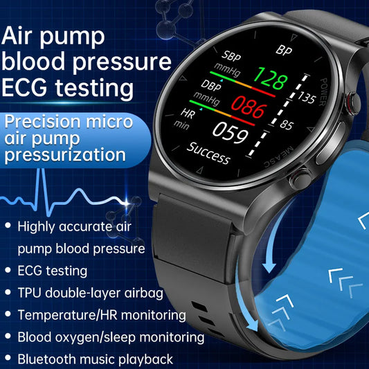 P70 Smart Watch Air Pressure Pump Blood Pressure Medical Grade ECG+PPG Heart Rate Blood Pressure Measurement Elder Health Watch