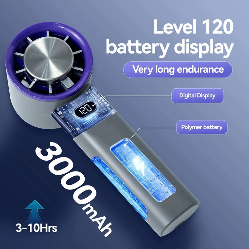 Xiaomi 3000mah Handheld Mini Fan Electric Hand Fans Ice Compress High-Speed Cooling USBRechargeable Portable LED Digital Display