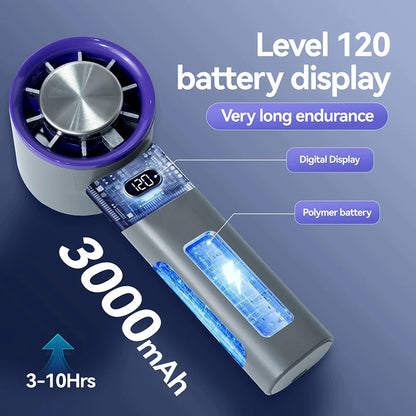 Xiaomi 3000mah Handheld Mini Fan Electric Hand Fans Ice Compress High-Speed Cooling USBRechargeable Portable LED Digital Display