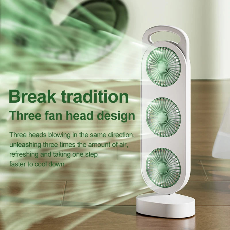 Desktop Fan With Three Air Outlets Usb Charging Adjustable High Wind Power Convenient Cooling Equipment For Outdoor Camping