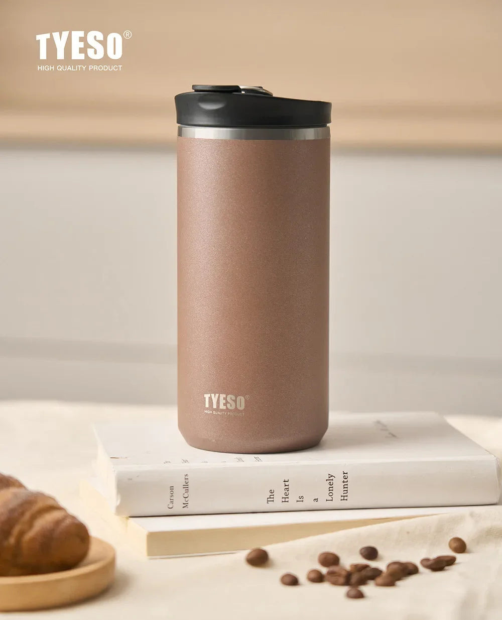 Tyeso French Press Thermoses Travel Mug 304 Stainless Steel Portable Cold Brew Coffee Maker Tea Infuser Double-Wall Insulated