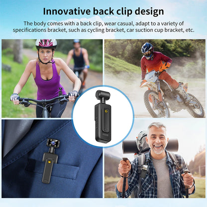 128GB 4K Ultra HD Action Mini Camera 180 Rotatable Vlog Wifi Sports Cam Waterproof Case Helmet Travel Bicycle Driver Recorder