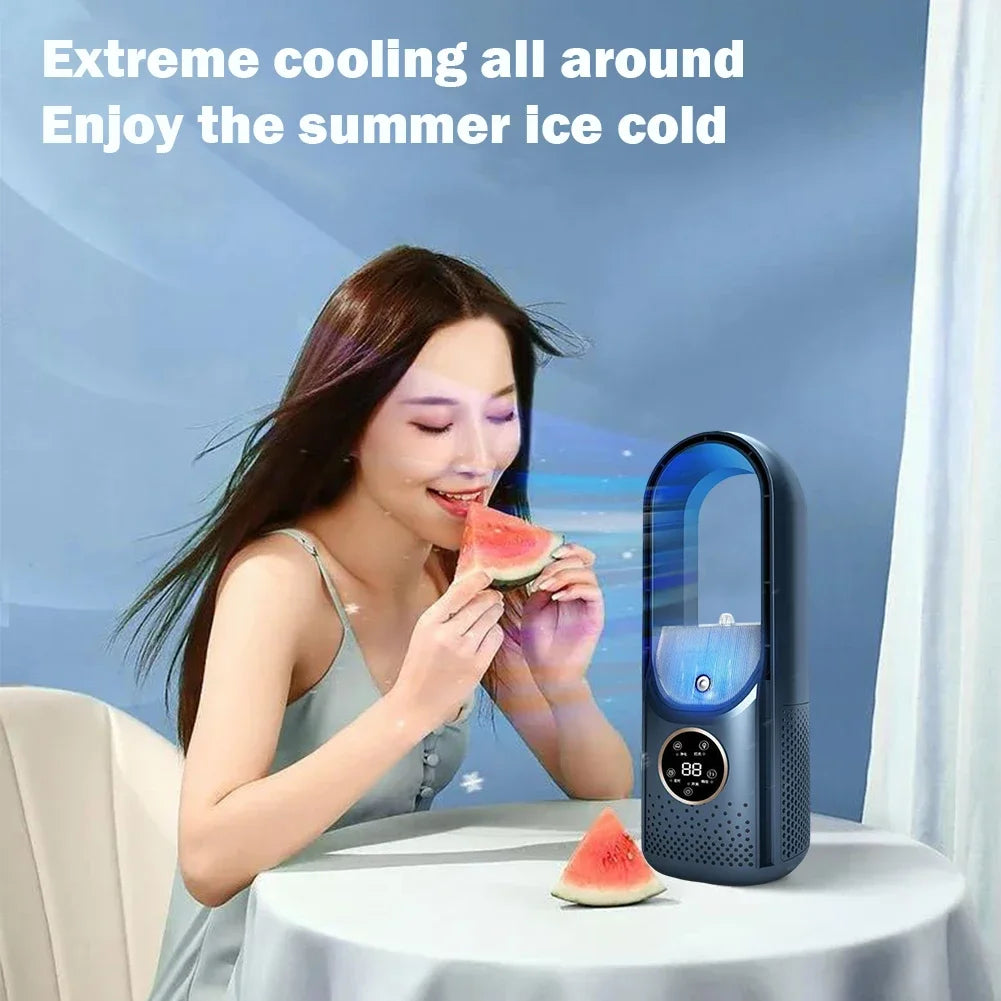 Electric Bladeless Fan USB Air Cooling Fan Mini Air Conditioner Venty Fan Portable Desktop Fanless Blade Cooler