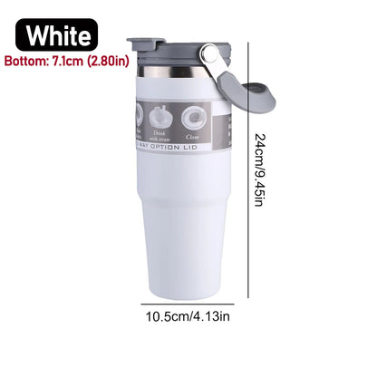 30oz Vacuum Insulated Cup with Handle Double-Layer Insulated Cup Stainless Steel Sports Water Bottle for Cold Hot Beverages