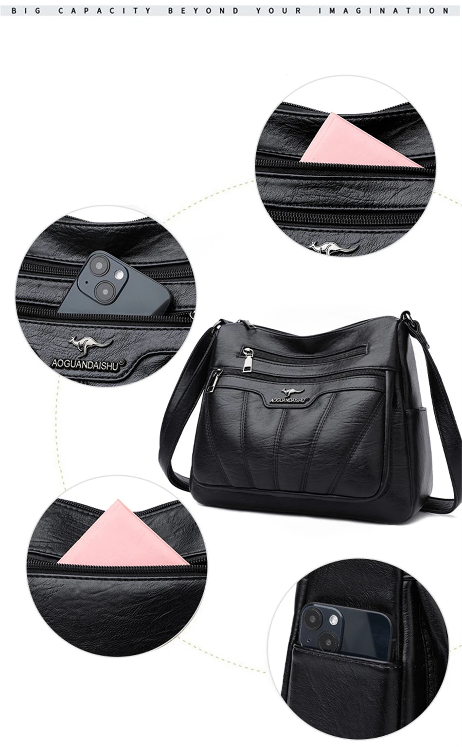 Soft Leather Women Bag Branded Designer Ladies Handbag Purses, Luxury Female Shoulder Bag Large Capacity Crossbody Bags Sac