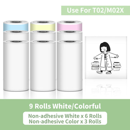 T02 Portable Printer Phomemo Mini Sticker Printer Self-adhesive Labels Inkless Sticker Printer for Journal, Notes, Photo, DIY