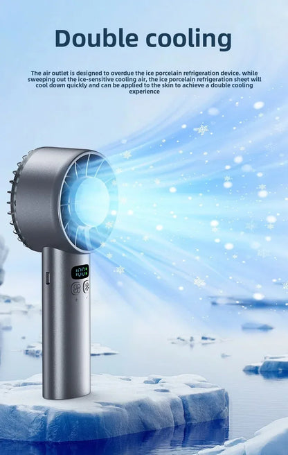 5200mAh Portable mini Fan 100 Wind Speeds Instant Cooling with Ice Mode Handheld fan USB Rechargeable electric fans Camping Fan