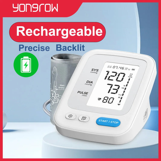 Yongrow Portable Digital Upper Arm Blood Pressure Monitor Measurement Tool Tonometer Sphygmomanometer