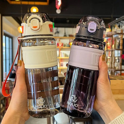 PC 1 Liter Sports Water Bottle Leak Proof Large Capacity Colorful Plastic Cup Silicone Cup Holder Portable Handle