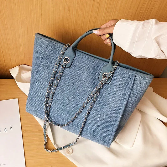 Fashion Make Up Designer Big Women's New Korean Fashion Casual Large Capacity Shoulder Crossbody Chain Tote Bag