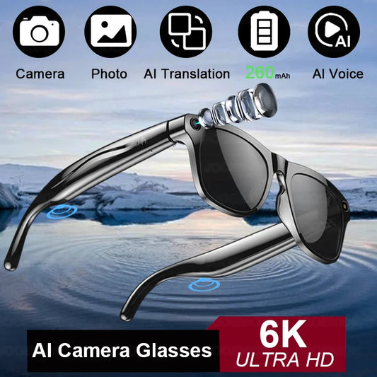 2025 Classic AI Smart Glasses 100MP Camera Waterproof Bluetooth Call Playing Music Sports Glasses Identify Pictures Use ChatGPT