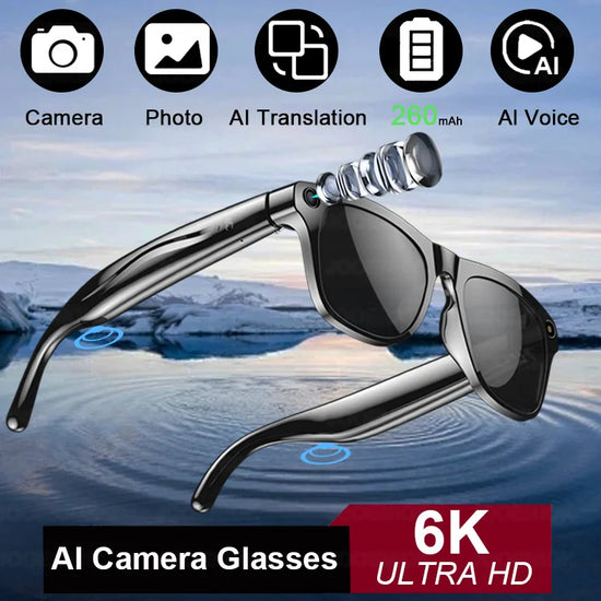2025 Classic AI Smart Glasses 100MP Camera Waterproof Bluetooth Call Playing Music Sports Glasses Identify Pictures Use ChatGPT