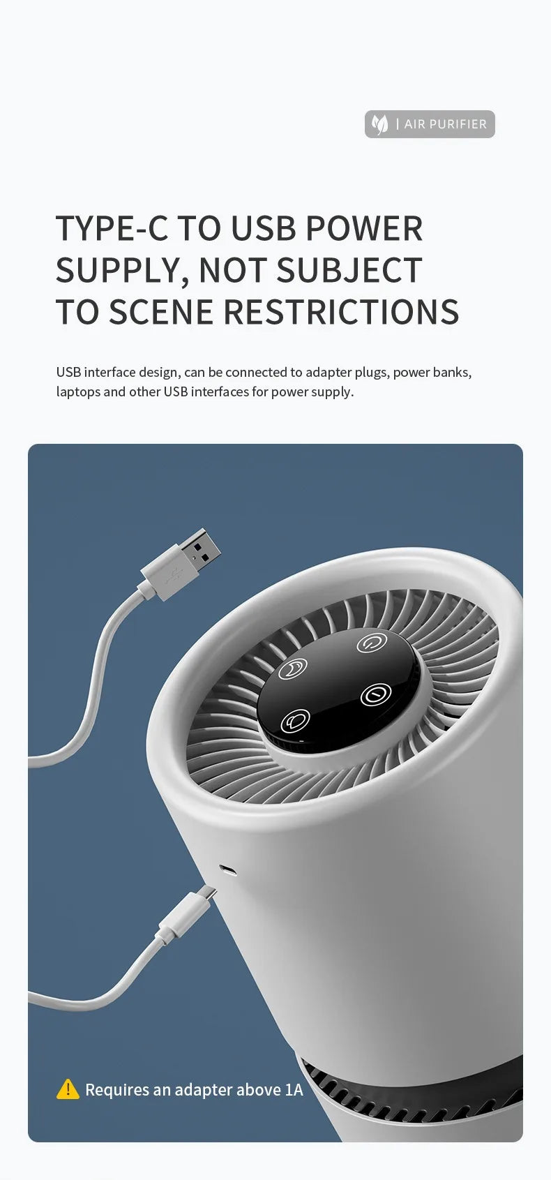Desktop Air Purifier With HEPA Filter Portable Air Cleaner Odor Remover Air Freshener for Bedroom Office Mini Air Purifier PM2.5