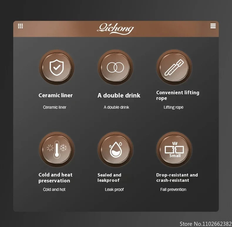 410ml Ceramic Liner Thermos Coffee Cup Double Wall Stainless Steel Vacuum Insulated Thermos For Coffee Thermal Mug Tumbler Gift