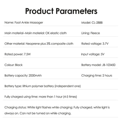 Foot Massager Hot Compresses Vibration Massager Ankle Protection Strap USB Foot and Ankle Joint Protection Fatigue Relieve