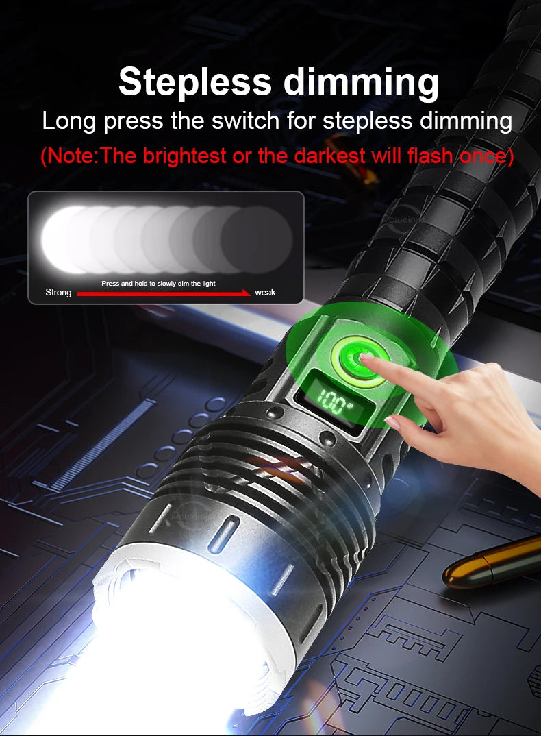 Most Powerful High Power Led flashlight 1000000LM XHP360 Rechargeable Led Flashlight Zoom Outdoor Tactical Lantern Hunting Torch