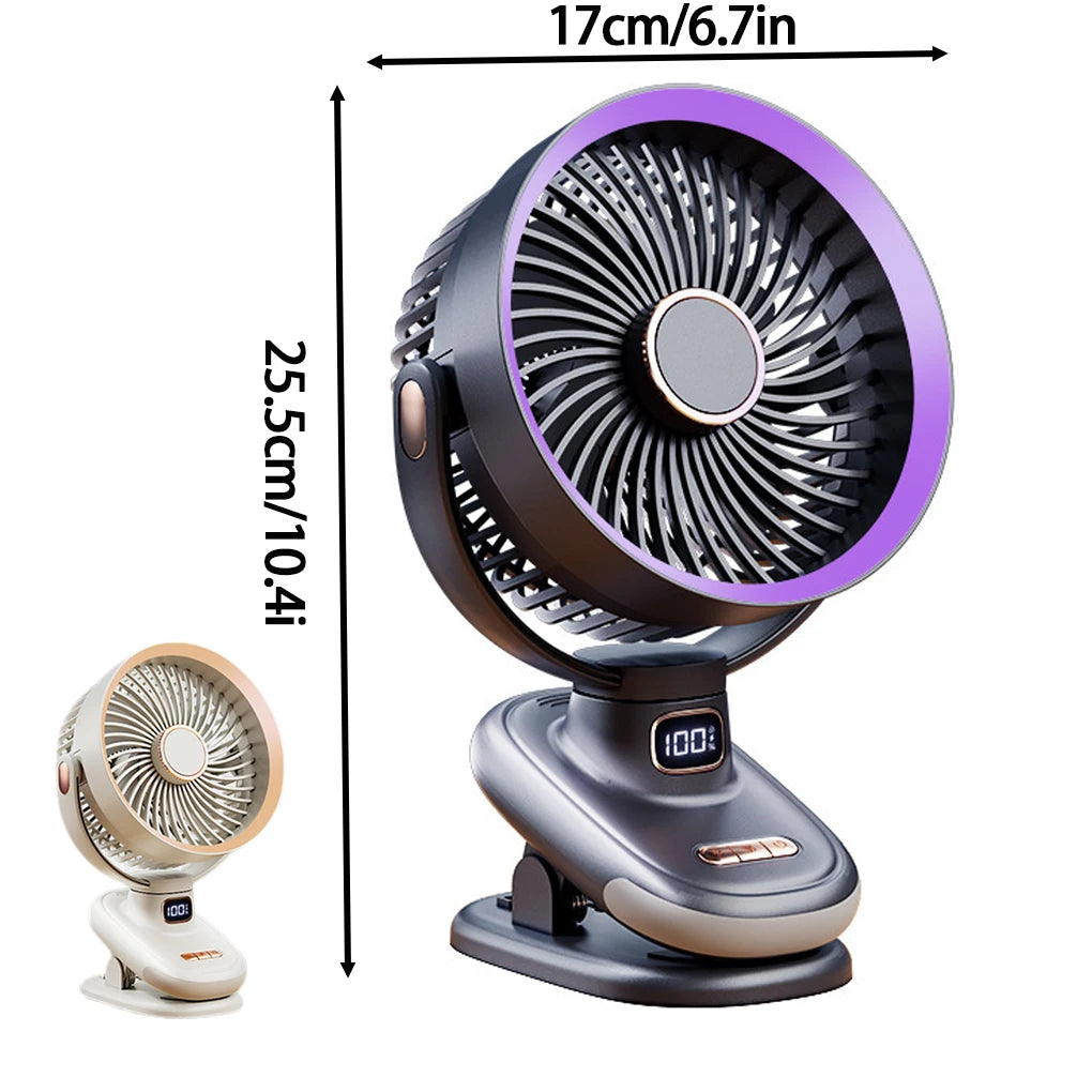 Mini Clip Fan Mute 10000mAh Rechargeable Mini Desk Fan  Adjustable Clip-on Fan Table Wireless Fan for Home Room