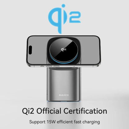 MAXCO Qi2 Magnetic Wireless Charger Fast Charger 3-in-1 Intelligent Fast Charging 15W for IPhone 15/16/17 for iwatch & AirPods