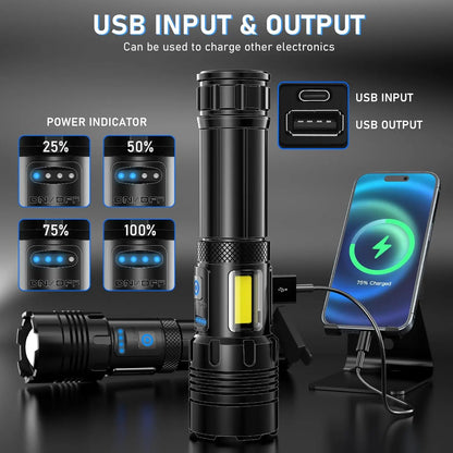 Super Powerful Led Flashlights High Power Rechargeable Torch Light Built-in Battery For Fishing Hunting Camping Lantern