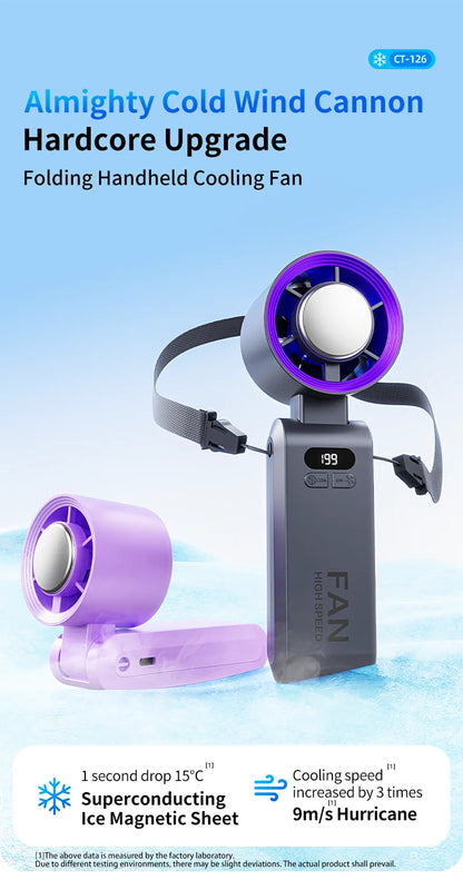 2025 New Portable Hanging Neck Fan 135° Rotation Desktop Mini Fan Handheld Foldable 199 High-speed Powerful Turbo Fan Outdoor
