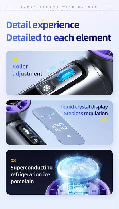 2024 New Semiconductor Refrigeration High-speed Handheld Electric Fan 4000mAh USB Portable Rechargeable Outdoor Small Fan