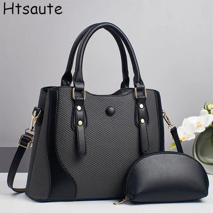 2pcs/set Vintage Women Handbag Composite Bags Multifunctional High Quality PU Leather Tote Ladies Shoulder Crossbody Bag