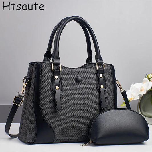 2pcs/set Vintage Women Handbag Composite Bags Multifunctional High Quality PU Leather Tote Ladies Shoulder Crossbody Bag