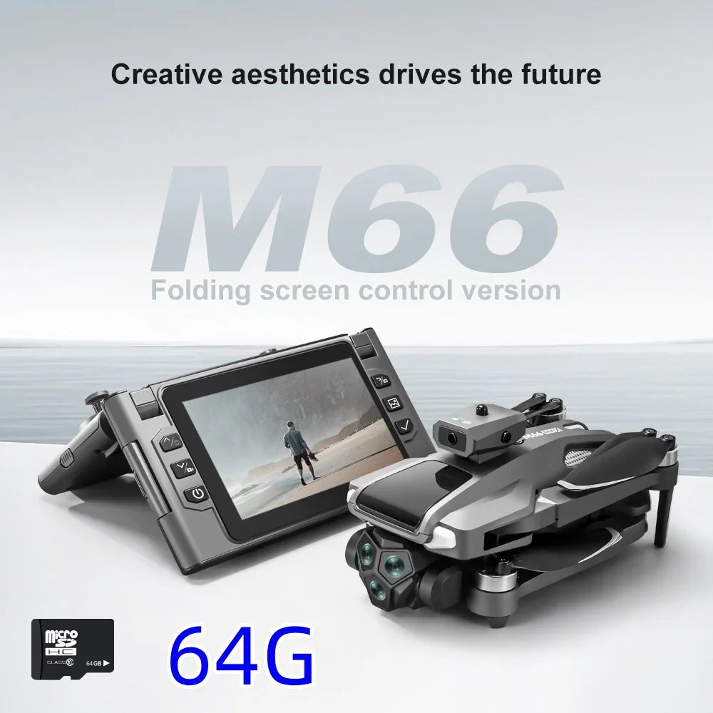 2025 New M66 Drone 4K HD Aerial Photography Camera Drone with Screen Omnidirectional Obstacle Avoidance Drone RC