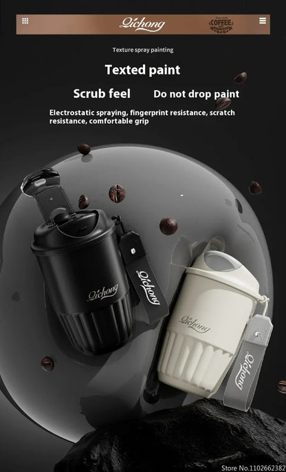 410ml Ceramic Liner Thermos Coffee Cup Double Wall Stainless Steel Vacuum Insulated Thermos For Coffee Thermal Mug Tumbler Gift